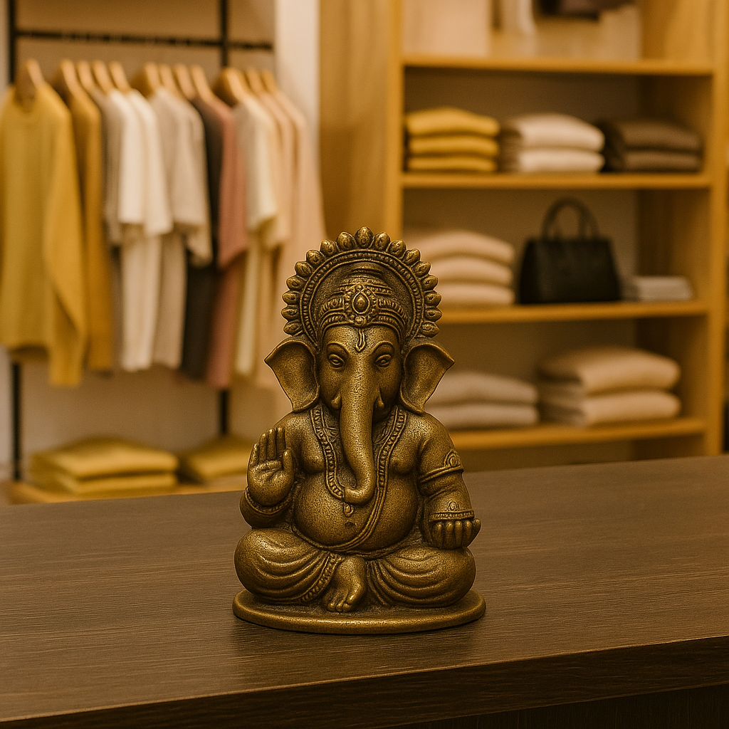 Ganesh Idol – Antique Gold Finish | Decorative Statue for Car, Home, Office & Gifting