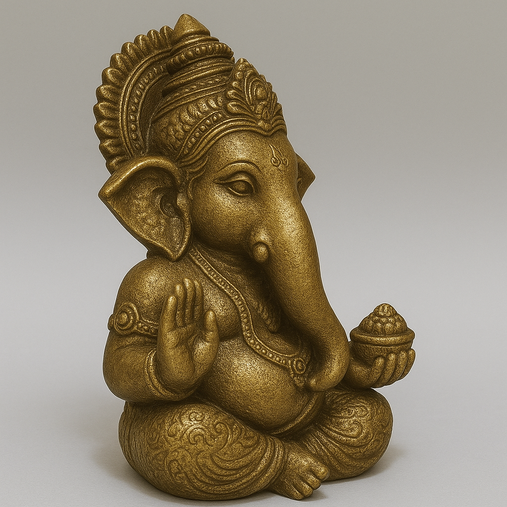 Ganesh Idol – Antique Gold Finish | Decorative Statue for Car, Home, Office & Gifting