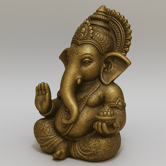 Ganesh Idol – Antique Gold Finish | Decorative Statue for Car, Home, Office & Gifting