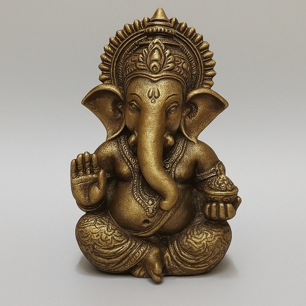 Ganesh Idol – Antique Gold Finish | Decorative Statue for Car, Home, Office & Gifting