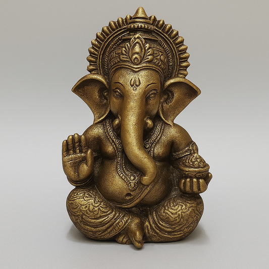 Ganesh Idol – Antique Gold Finish | Decorative Statue for Car, Home, Office & Gifting